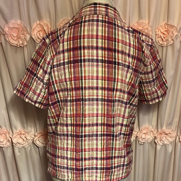 Gloria Vanderbilt Plaid Button Down Short Sleeve Shirt - Picture 5 of 7